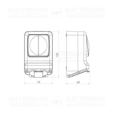 ЕДИНИЧЕН КОНТАКТ + СЕРИЕН КЛЮЧ ЗА ОТКРИТ МОНТАЖ, 250V, ВЛАГОЗАЩИТЕН IP44, БЯЛ, СЕРИЯ АКВА