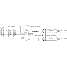 МИКРОМОДУЛ SMART 2Х ЦИФРОВИ ВХОДА И 2Х ИЗХОДА 12-24VAC/DC, SHELLY UNI