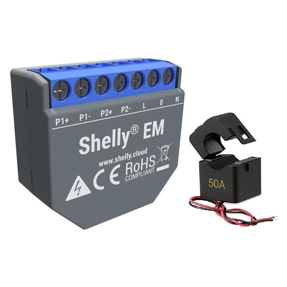 МИКРОМОДУЛ SMART МОНОФАЗЕН МЕРИТЕЛ 2Х 120A, SHELLY EM