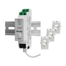 ТРИФАЗЕН SMART МЕРИТЕЛ 3Х 120A ЗА DIN МОНТАЖ SHELLY PRO 3EM