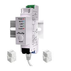МОНОФАЗЕН SMART МЕРИТЕЛ 2Х 50A ЗА DIN МОНТАЖ SHELLY PRO EM 50