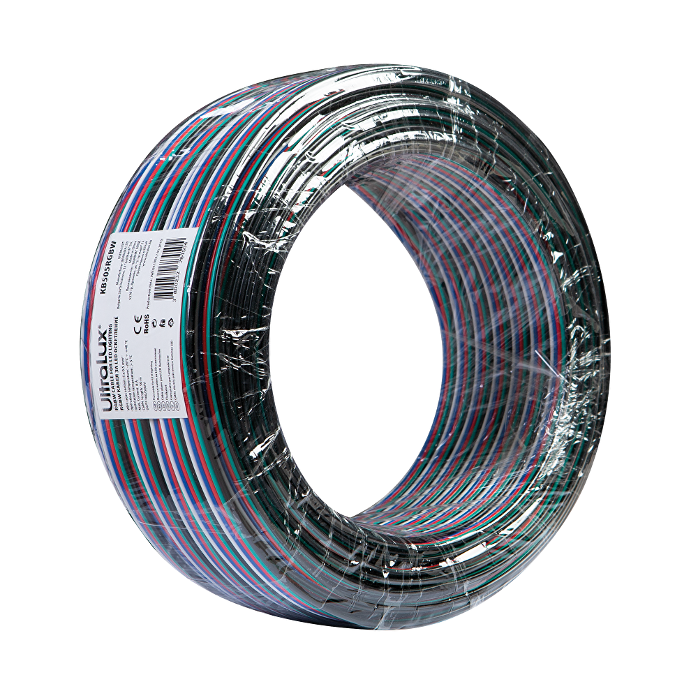 RGBW ПЛОСЪК КАБЕЛ 5 X 0.5 MM, 50М