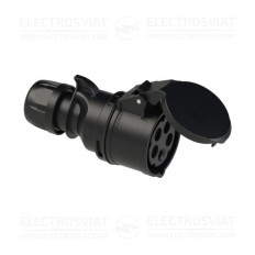 ИНДУСТРИАЛЕН ПОДВИЖЕН КОНТАКТ С ВИНТОВИ КЛЕМИ, 3P+PE+N 32A, 400V, IP44, ЧЕРЕН, СЕРИЯ SHARK