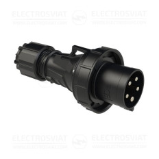 ИНДУСТРИАЛЕН ЩЕПСЕЛ, 3P+PE+N 63A, 400V, IP67, ЧЕРЕН, СЕРИЯ POWER TWIST