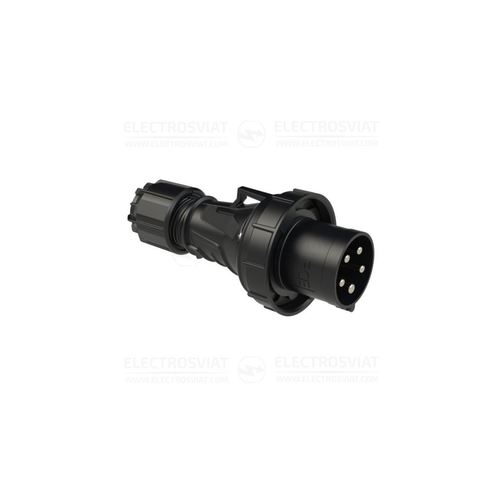 ИНДУСТРИАЛЕН ЩЕПСЕЛ, 3P+PE+N 63A, 400V, IP67, ЧЕРЕН, СЕРИЯ POWER TWIST