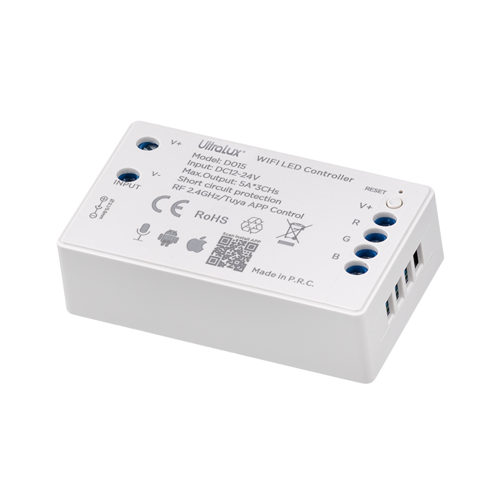 SMART 2.4G RF WIFI КОНТРОЛЕР ЗА RGB LED ЛЕНТА 15А, 180W (12VDC), 12-24VDC