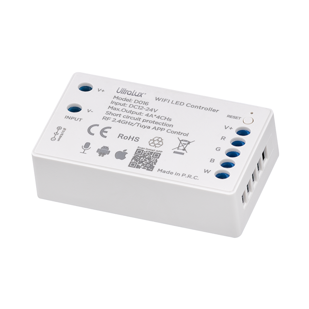 SMART 2.4G RF WIFI КОНТРОЛЕР ЗА RGBW LED ЛЕНТА 16A, 192W (12VDC), 12-24VDC