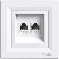КОМПЮТЪРНА РОЗЕТКА 2XRJ45, КАТ. 5E, UTP, БЯЛА, СЕРИЯ ASFORA
