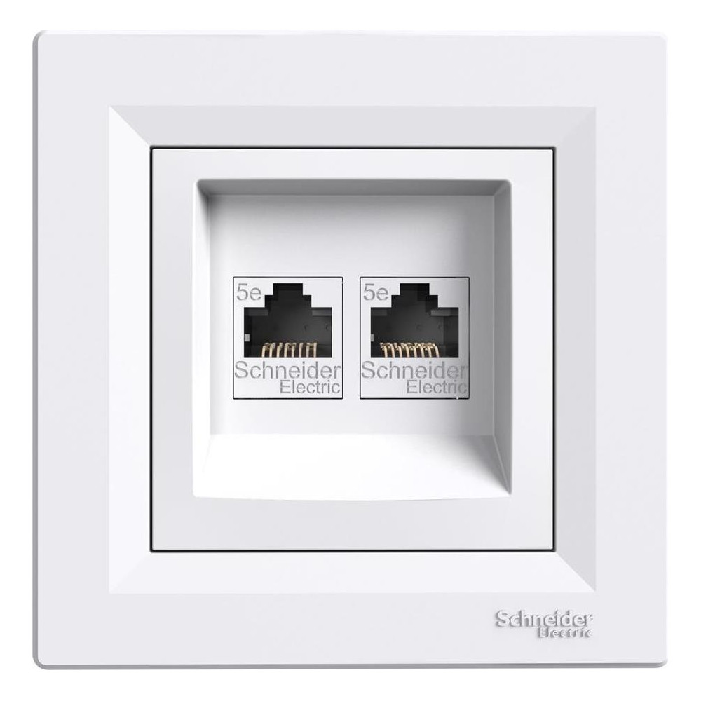 КОМПЮТЪРНА РОЗЕТКА 2XRJ45, КАТ. 5E, UTP, БЯЛА, СЕРИЯ ASFORA
