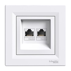 КОМПЮТЪРНА РОЗЕТКА 2XRJ45, КАТ. 5E, UTP, БЯЛА, СЕРИЯ ASFORA