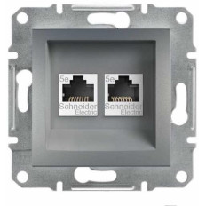 КОМПЮТЪРНА РОЗЕТКА 2XRJ45, КАТ. 5E, UTP, СТОМАНА, СЕРИЯ ASFORA