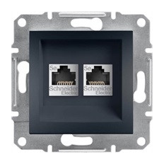 КОМПЮТЪРНА РОЗЕТКА 2XRJ45, КАТ. 5E, UTP, АНТРАЦИТ, СЕРИЯ ASFORA
