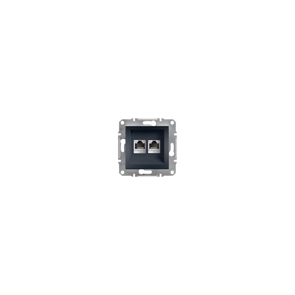 КОМПЮТЪРНА РОЗЕТКА 2XRJ45, КАТ. 5E, UTP, АНТРАЦИТ, СЕРИЯ ASFORA