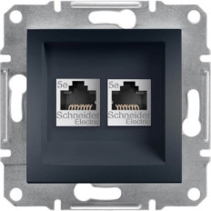 КОМПЮТЪРНА РОЗЕТКА 2XRJ45, КАТ. 5E, UTP, АНТРАЦИТ, СЕРИЯ ASFORA