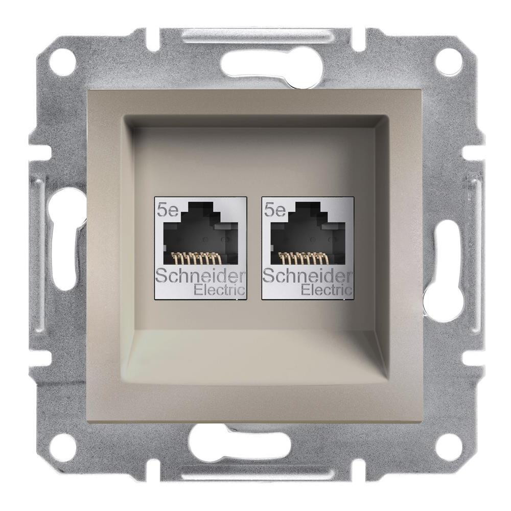 КОМПЮТЪРНА РОЗЕТКА 2XRJ45, КАТ. 5E, UTP, БРОНЗ, СЕРИЯ ASFORA