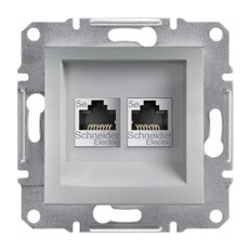 КОМПЮТЪРНА РОЗЕТКА 2XRJ45, КАТ. 5E, UTP, АЛУМИНИЙ, СЕРИЯ ASFORA