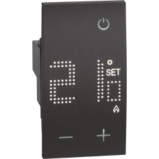 СТАЕН ТЕРМОСТАТ ЕЛЕКТРИЧЕН 230V 5А 1NO 2 МОДУЛА, ЧЕРЕН, СЕРИЯ LIVING NOW