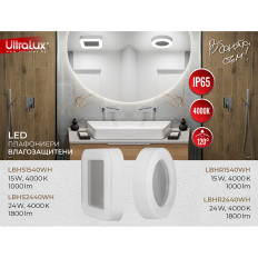 LED ВОДОУСТОЙЧИВА ПЛАФОНИЕРА КРЪГ, БЯЛА, 15W, 4000K, 220-240V AC, НЕУТРАЛНА СВЕТЛИНА, IP65