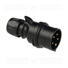 ИНДУСТРИАЛЕН ЩЕПСЕЛ С ВИНТОВИ КЛЕМИ, 3P+PE+N 32A, 400V, IP44, ЧЕРЕН, СЕРИЯ SHARК