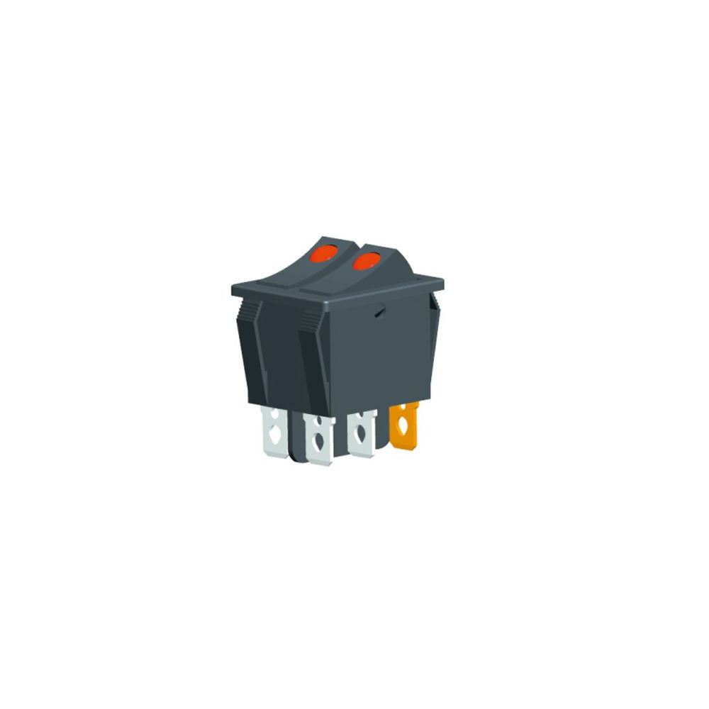 ROCKER ПРЕВКЛЮЧВАТЕЛ, 2X2 ПОЗИЦИИ, OFF-ON+OFF-ON, 20A/250VAC, ОТВОР 22Х30MM