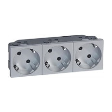 Контакт шуко ТРОЕН 45 16A 6 мод. цвят алуминий Mosaic Legrand