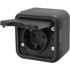 Контакт шуко за открит монтаж IP55 цвят Антрацит Bura Commel