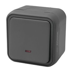 Бутон с подсветка за открит монтаж IP55 цвят Антрацит Bura Commel