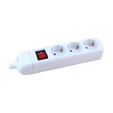 Разклонител с копче БЯЛ 3x2P+E без кабел Commel