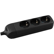 Разклонител ЧЕРЕН 3x2P+E без кабел Commel