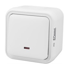 Бутон с подсветка за открит монтаж IP55 цвят Бял Bura Commel