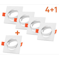 ПРОМО ПАКЕТ 4+1 РАМКИ ЗА ВГРАЖДАНЕ 5 БР. КУТИЯ, КВАДРАТ, ПОДЖИВНА, БЯЛА, ПЛАСТМАСА, IP20