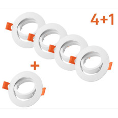 ПРОМО ПАКЕТ 4+1 РАМКИ ЗА ВГРАЖДАНЕ 5 БР. КУТИЯ, КРЪГ, ПОДЖИВНА, БЯЛА, ПЛАСТМАСА, IP20