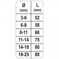 Екстрактор за болтове YATO, М 3 - М 25, 6 части