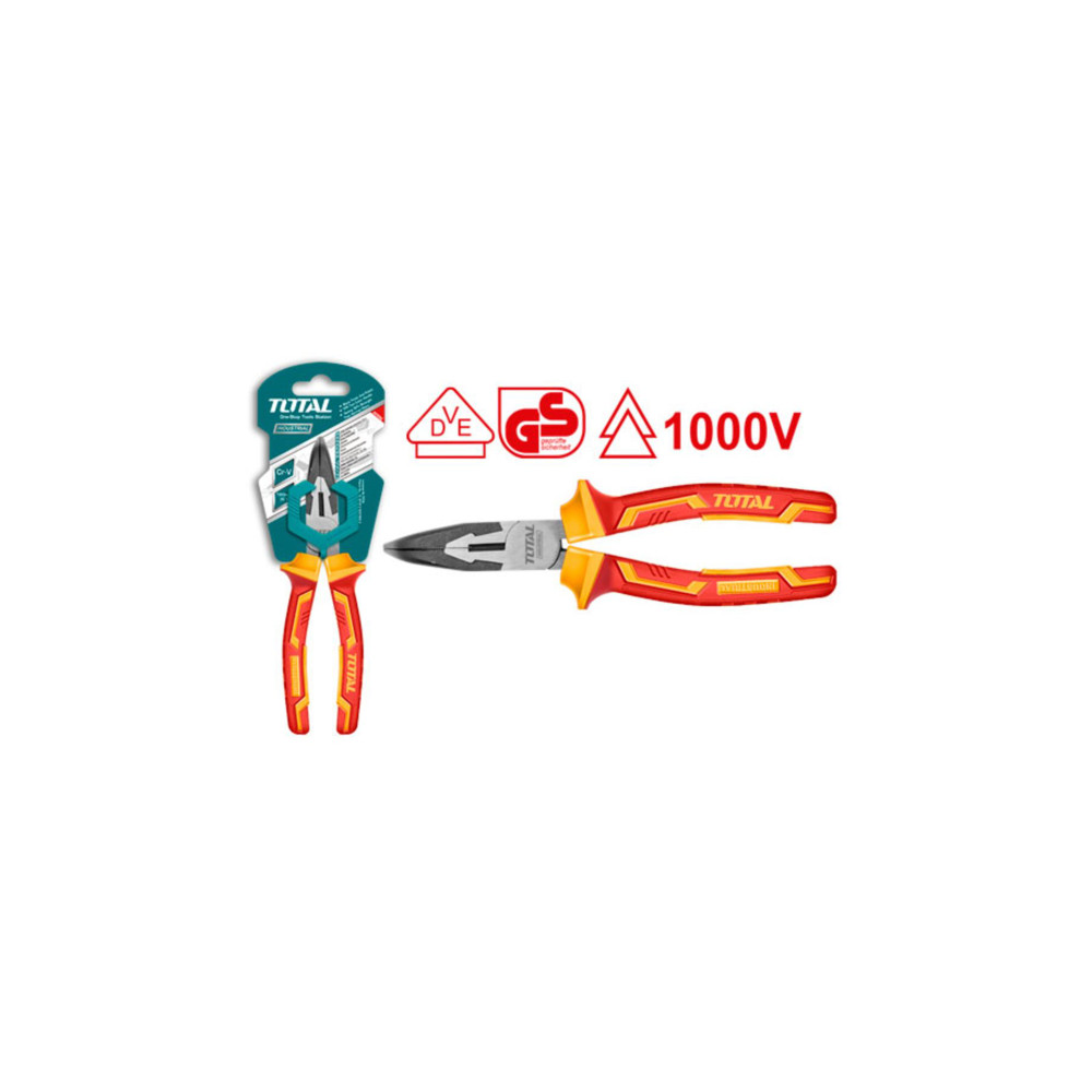 Клещи тип "човки" криви VDE 1000V, TOTAL Industrial, 200 мм Клещи тип "човки" криви VDE 1000V, TOTAL Industrial, 200 мм