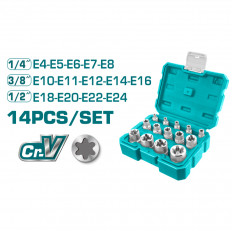 Комплект вложки TOTAL Industrial, E-type, 1/4", 3/8", 1/2", 14 части
