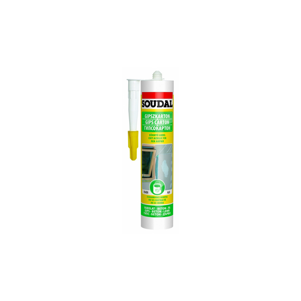 Лека акрилна замазка SOUDAL, 280 ml, бяла Лека акрилна замазка SOUDAL, 280 ml, бяла