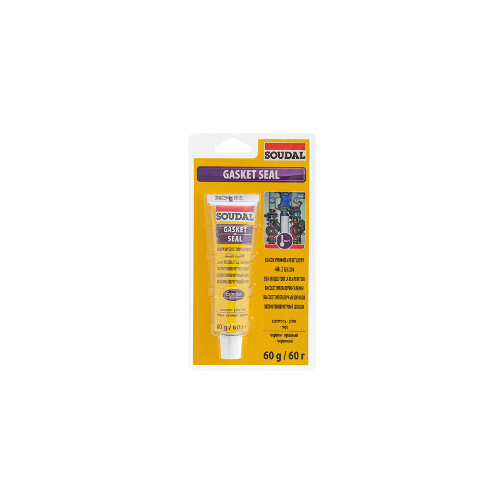 Високотемпературен силикон SOUDAL, Gasket Seal 280 ⁰C, 60 ml, червен Високотемпературен силикон SOUDAL, Gasket Seal 280 ⁰C, 60 ml, червен